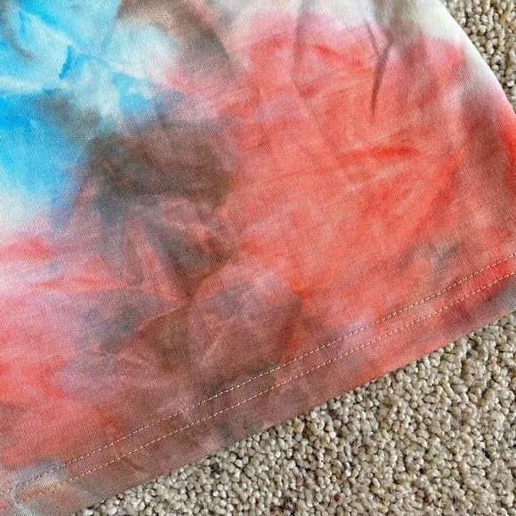 Medium Tie-Dye Oversized Top Off-the-Shoulder Cold-Shoulder Long-Sleeve Shirt - Picture 5 of 5